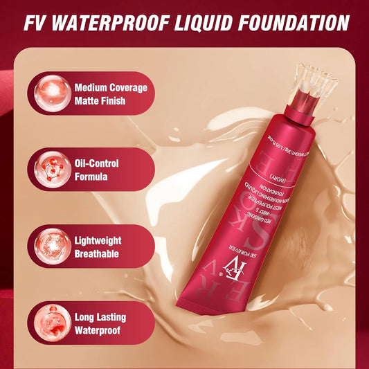Fv Foundation Waterproof With Medium Coverage, Oil-Free & Long Lasting, Matte Orever Foundation Natural Beige 30g